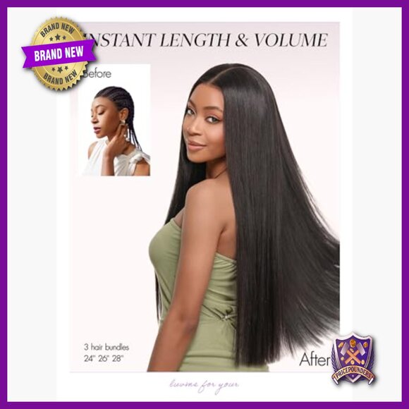 3 Bundles Straight Human Hair Extensions 24 26 28 Inch Sew-In main image 7